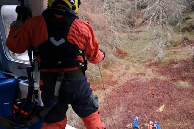 Four members of Lochaber Mountain Rescue Team were airlifted by the Inverness-based coastguard search and rescue helicopter to Glen Nevis in Lochaber on Saturday afternoon.