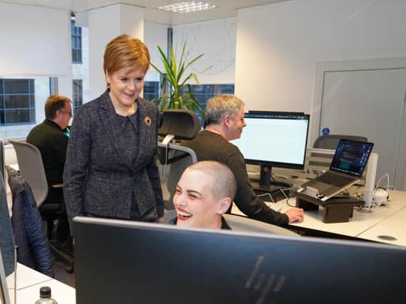 First Minister Nicola Sturgeon at the Encompass office in Glasgow. Picture: Scottish Enterprise