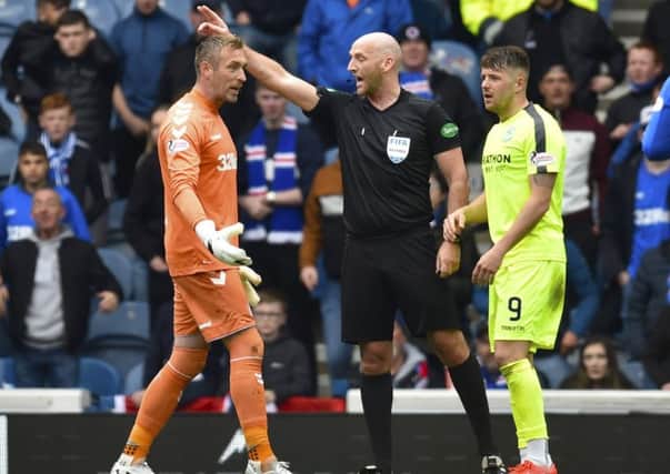 Rangers keeper Allan McGregor was sent off last season for kicking out at Hibs' Marc McNulty. Picture: SNS