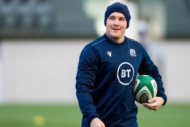 Scotland's Sam Johnson during a training session at the Oriam. Picture: Ross Parker / SNS