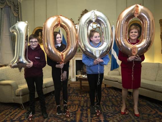 Nicola Sturgeon with some of the 1000 care experienced young people she has met with over the last three years.