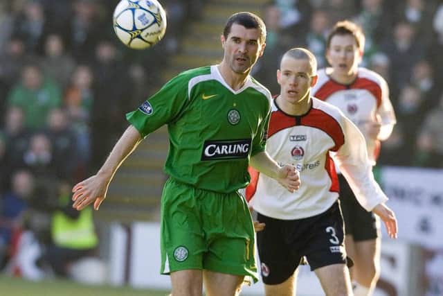 Clyde's Eddie Malone keeps an eye on Celtic debutant Roy Keane during the dramatic 2006 Scottish Cup tie. Picture: Jeff Holmes/SNS