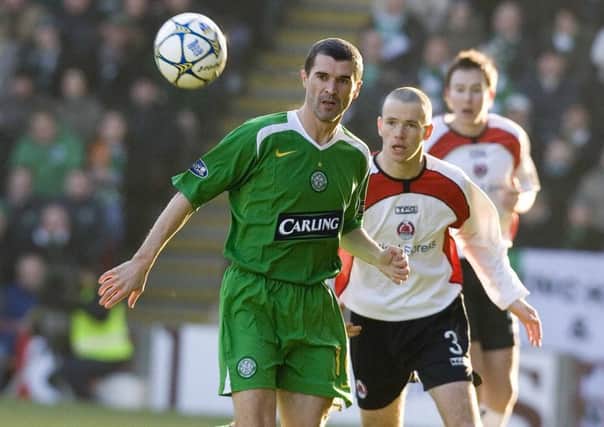 Clyde's Eddie Malone keeps an eye on Celtic debutant Roy Keane during the dramatic 2006 Scottish Cup tie. Picture: Jeff Holmes/SNS