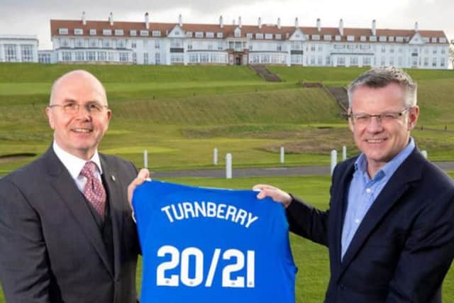 Trump Turnberry general manager Ralph Porciani (left) and Rangers MD Stewart Robertson announce the tie-up. Picture: Rangers FC