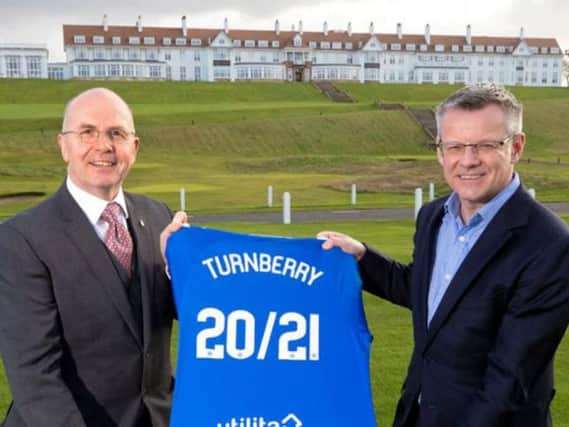 Trump Turnberry general manager Ralph Porciani (left) and Rangers MD Stewart Robertson announce the tie-up. Picture: Rangers FC