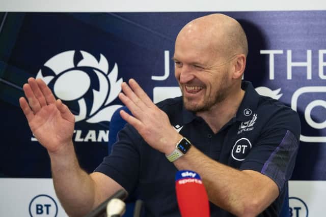 Scotland head coach Gregor Townsend jokes with the media during a press conference. Picture: Craig Foy/SNS