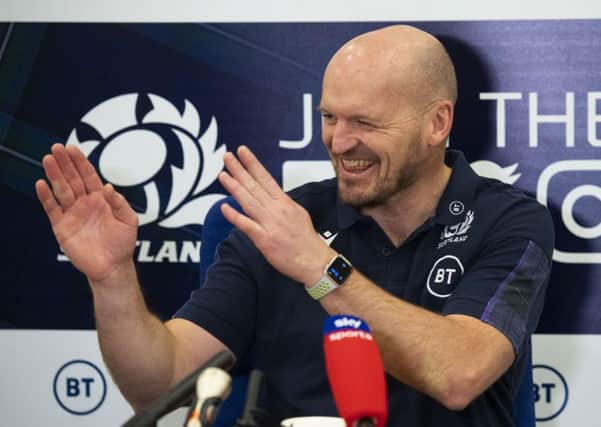 Scotland head coach Gregor Townsend jokes with the media during a press conference. Picture: Craig Foy/SNS