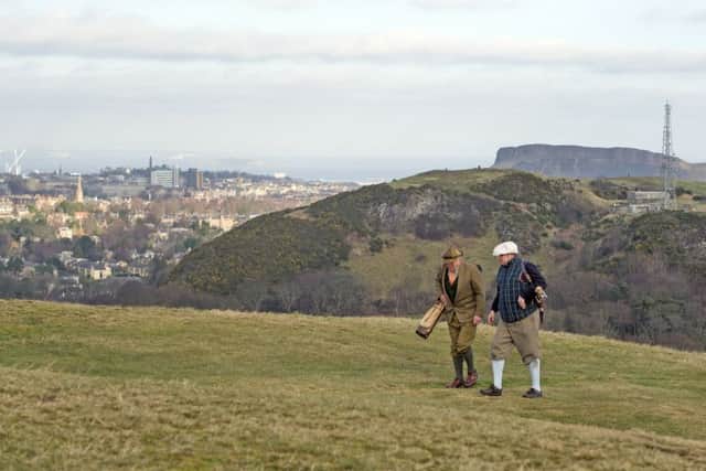 Nick Henderson and Boris Leitzow on the 18th at the Braids in yesterdays launch event. Picture: Neil Hanna.