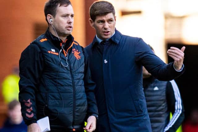 Michael Beale, with Rangers manager Steven Gerrard. Picture: SNS
