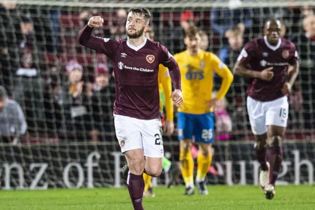 Craig Halketts late goal for Hearts against Kilmarnock was not enough to rescue a point. Picture: SNS.