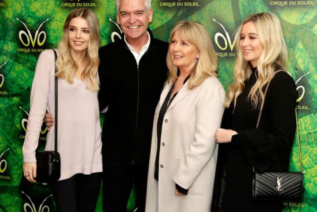 LONDON, ENGLAND - JANUARY 10:  Phillip Schofield and his wife with their daughters Molly (L) and Ruby (R) in 2018 (Photo: John Phillips/Getty Images)
