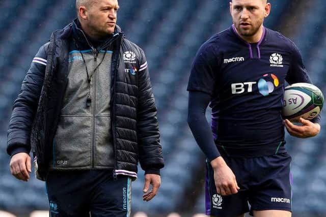 Finn Russell, right, has spoken publicly for the first time about his rift with Scotland boss Gregor Townsend. Picture: SRU/SNS