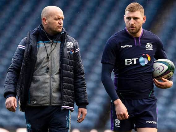 Finn Russell, right, has spoken publicly for the first time about his rift with Scotland boss Gregor Townsend. Picture: SRU/SNS