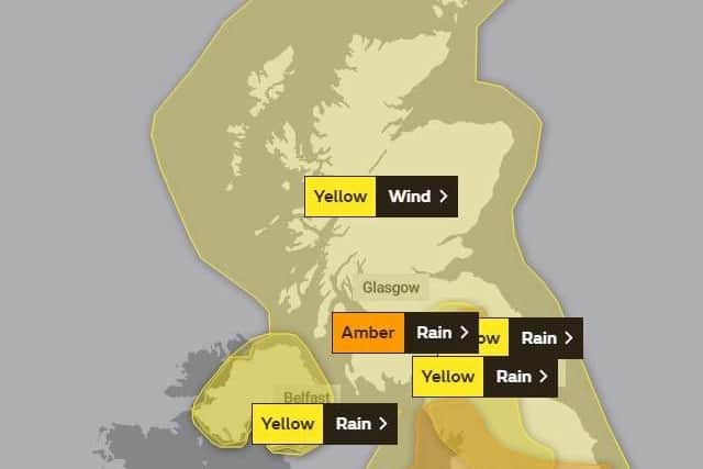 Met Office weather warnings for Sunday.