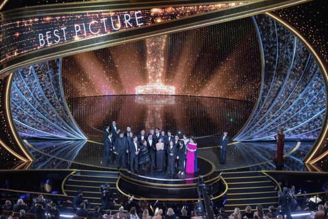 Parasite cast and crew accept the award for Best Picture during the 92nd Oscars at the Dolby Theatre, Hollywood. Picture: Mark Ralston / AFP