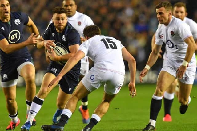 Scotland scrum-half Ali Price is tackled by England full-back George Furbank during the Six Nations match at Murrayfield (Picture: Getty)