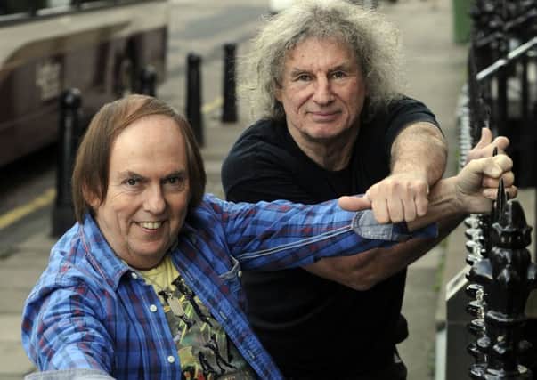 Dave Hill, in the blue shirt, and Don Powell now have their own separate versions of 70s glam rockers Slade (Picture: Greg Macvean)