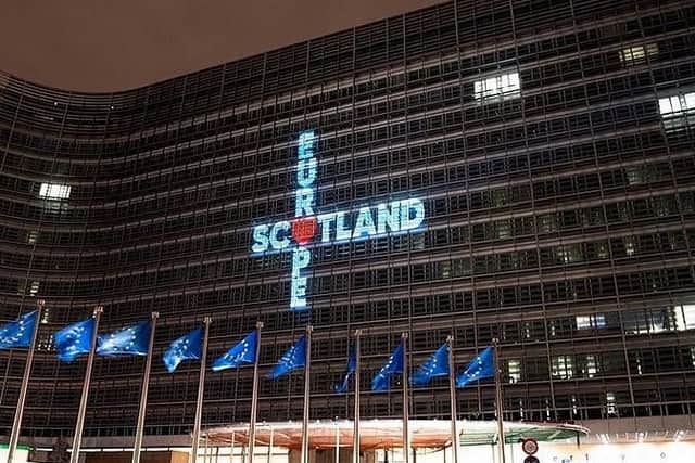 The message was projected onto the European Commission building on Brexit Day