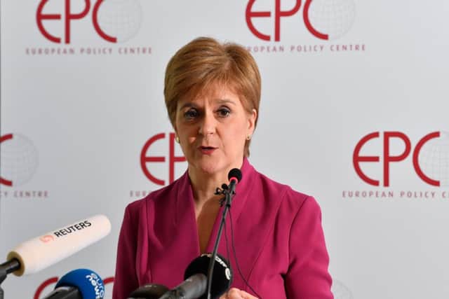 Nicola Sturgeon delivered a speech in Brussels today on the future of Scotland after Brexit. Picture: AFP/Getty