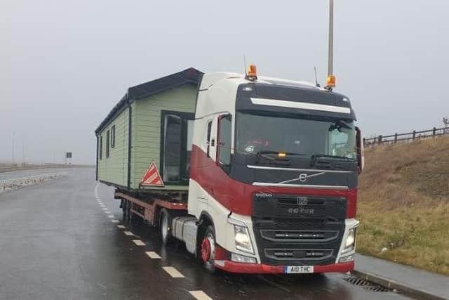 Stephen Brooks arrived at the Edinburgh side of the bridge at around 9.30am on Tuesday while transporting the prefabricated building. Picture: PA