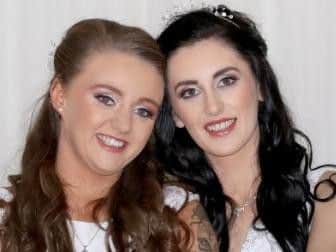 Robyn Peoples, 26, and Sharni Edwards, 27, became history makers at a ceremony in a hotel in Carrickfergus