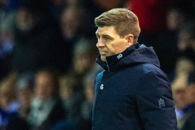 Rangers manager Steven Gerrard watches on as his side lose to Kilmarnock. Picture: SNS