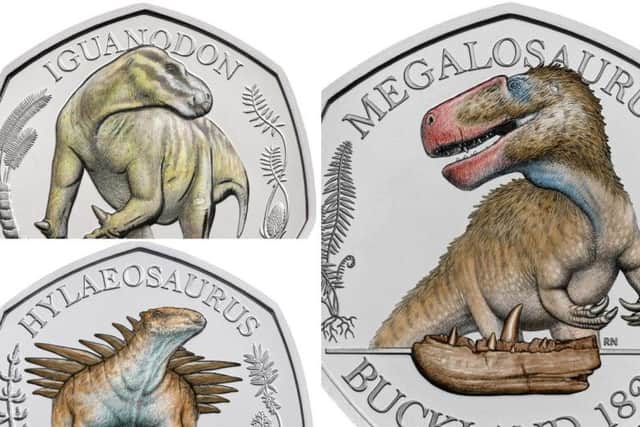 A range of commemorative 50p coins will be emblazoned with dinosaurs to mark Britain's contribution to discovering the prehistoric creatures   picture: PA