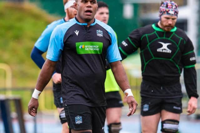 Leone Nakarawa takes part in Glasgow Warriors training ahead of the PRO14 match with Zebre