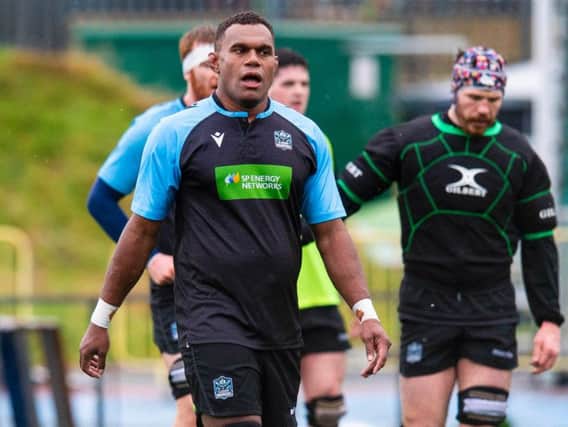 Leone Nakarawa takes part in Glasgow Warriors training ahead of the PRO14 match with Zebre