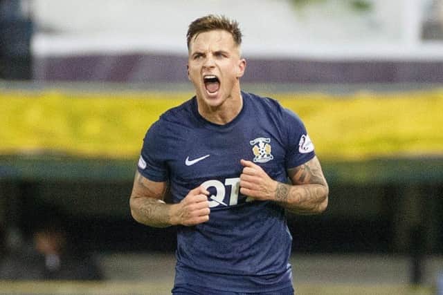 Kilmarnock's Eamonn Brophy celebrates scoring his side's late winner against Rangers at Rugby Park. Picture: Steve Welsh/PA
