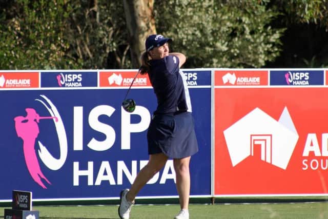 Gemma Dryburgh on her way to a two-under-par 71 in the first round of the ISPS Handa Women's Australian Open at Royal Adelaide.