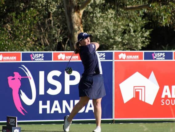 Gemma Dryburgh on her way to a two-under-par 71 in the first round of the ISPS Handa Women's Australian Open at Royal Adelaide.