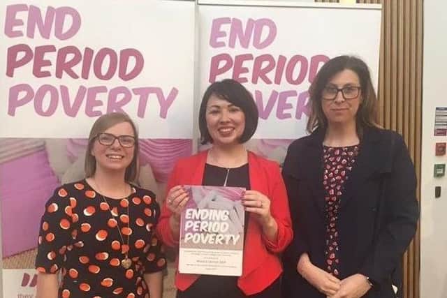 Monica Lennon MSP (centre) is campaigning to end period poverty.