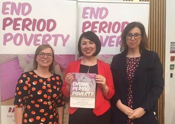 Monica Lennon MSP, centre, is campaigning to end period poverty