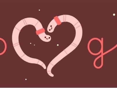 Last year's Doodle featured a couple of earthworms celebrating February 14