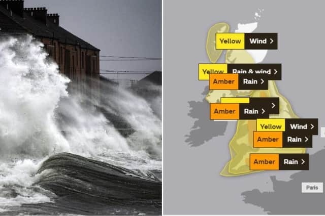 The Met Office has issued an amber warning for parts of Scotland where severe flooding is likely causing 'danger to life'   PICTURE: JPI Media and Met Office