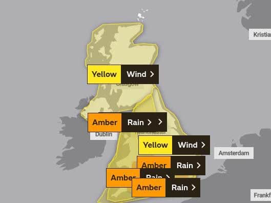 A yellow Met Office yellow warning for wind is in place from 12pm on Sunday (16 Feb) to 12pm on Monday (17 Feb) (Photo: Met Office)