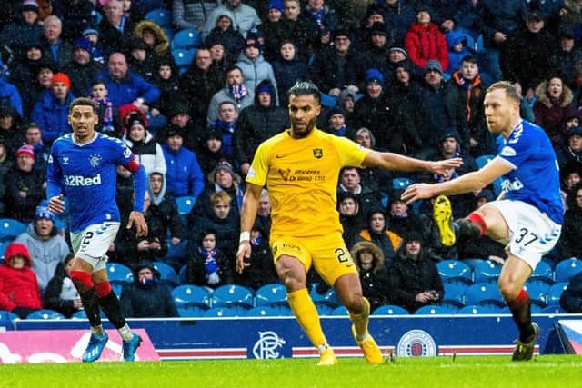 Scott Arfield scores the only goal to give Rangers victory over Livingston. Picture: SNS.