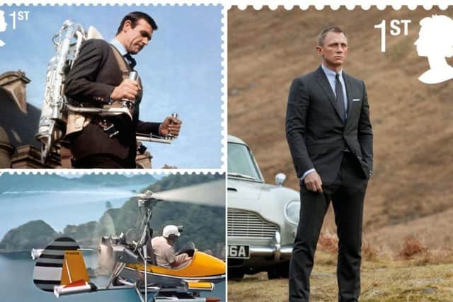 The 10 stamps feature the six actors who have played 007, as well as some of Q Branch's most well-known vehicles    picture: RoyalMail/PA