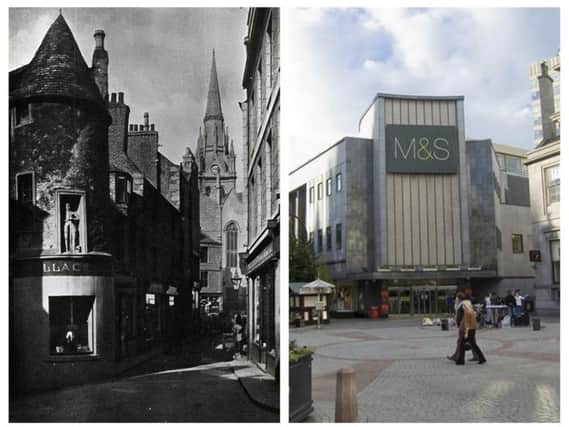 The early 17th Century Wallace Tower - or Benholm Lodgings - in Netherkirkgate, Aberdeen, was pulled down in the 1960s to make way for a bigger Marks and Spencers. PIC: Image provided Courtesy of Aberdeen City Libraries/www.geograph.org.