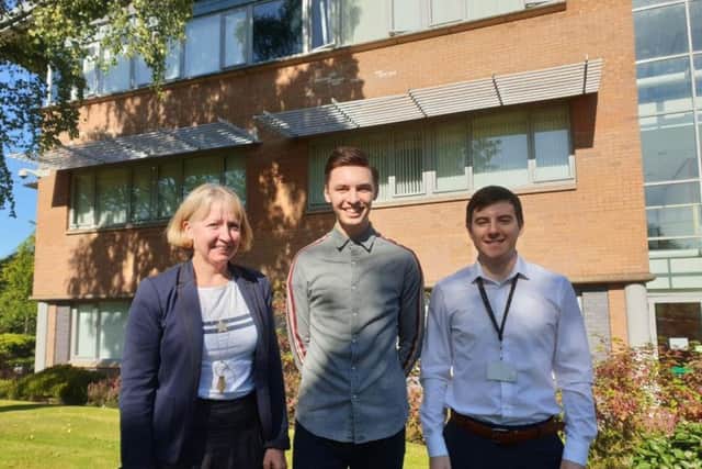 Edge Testing MD Sharon Hamilton with academy graduates Grant Martin and Stuart Dougans. Picture: Contributed