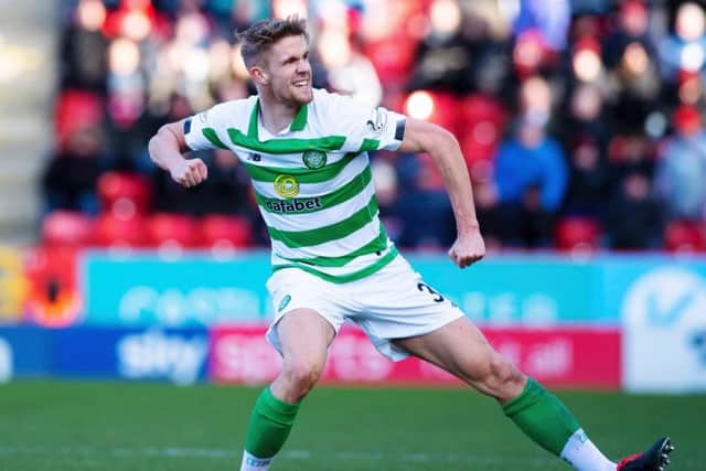 Kristoffer Ajer used to be a striker and still has an eye for goal, scoring Celtic's winner on Sunday against Aberdeen. Picture: SNS