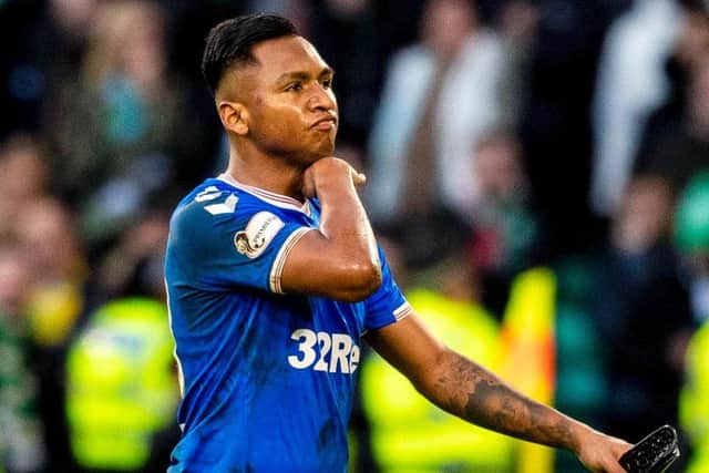 Alfredo Morelos gestures following his red card against Celtic in December. Picture: Craig Williamson/SNS