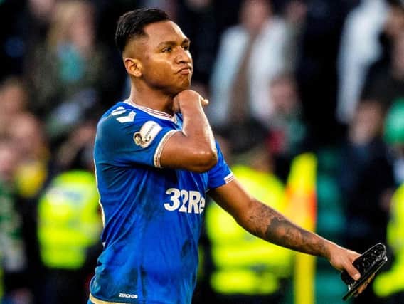 Alfredo Morelos gestures following his red card against Celtic in December. Picture: Craig Williamson/SNS