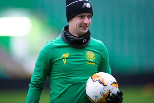 Leigh Griffiths trained at Celtic Park on Wednesday but did not travel to Denmark with the rest of the squad. Picture: SNS