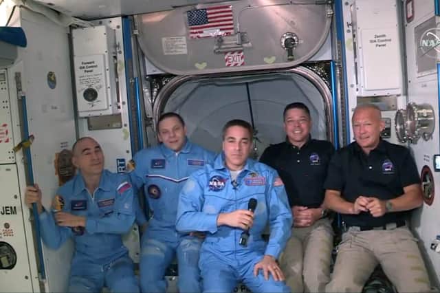 Both Hurley and Behnken were greeted by the current ISS Expedition 63 crew including fellow NASA astronaut Chris Cassidy. (Credit: Getty images)