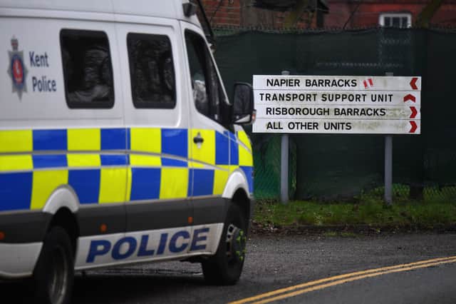 Asylum seekers were housed in ‘filthy’ and ‘cramped’ conditions which made Covid outbreaks ‘virtually inevitable’ (Photo by BEN STANSALL/AFP via Getty Images)