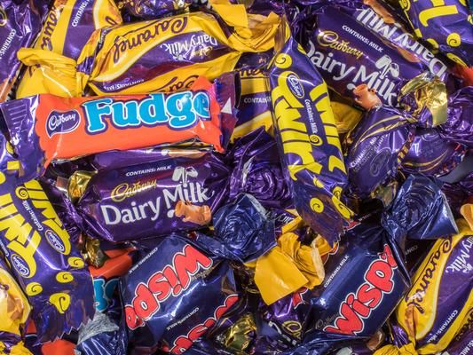 Quality Street: Milk choc block. Heroes: Dairy Milk. Celebrations: Maltesers Teasers. Roses: Cadbury Dairy Milk chunk
